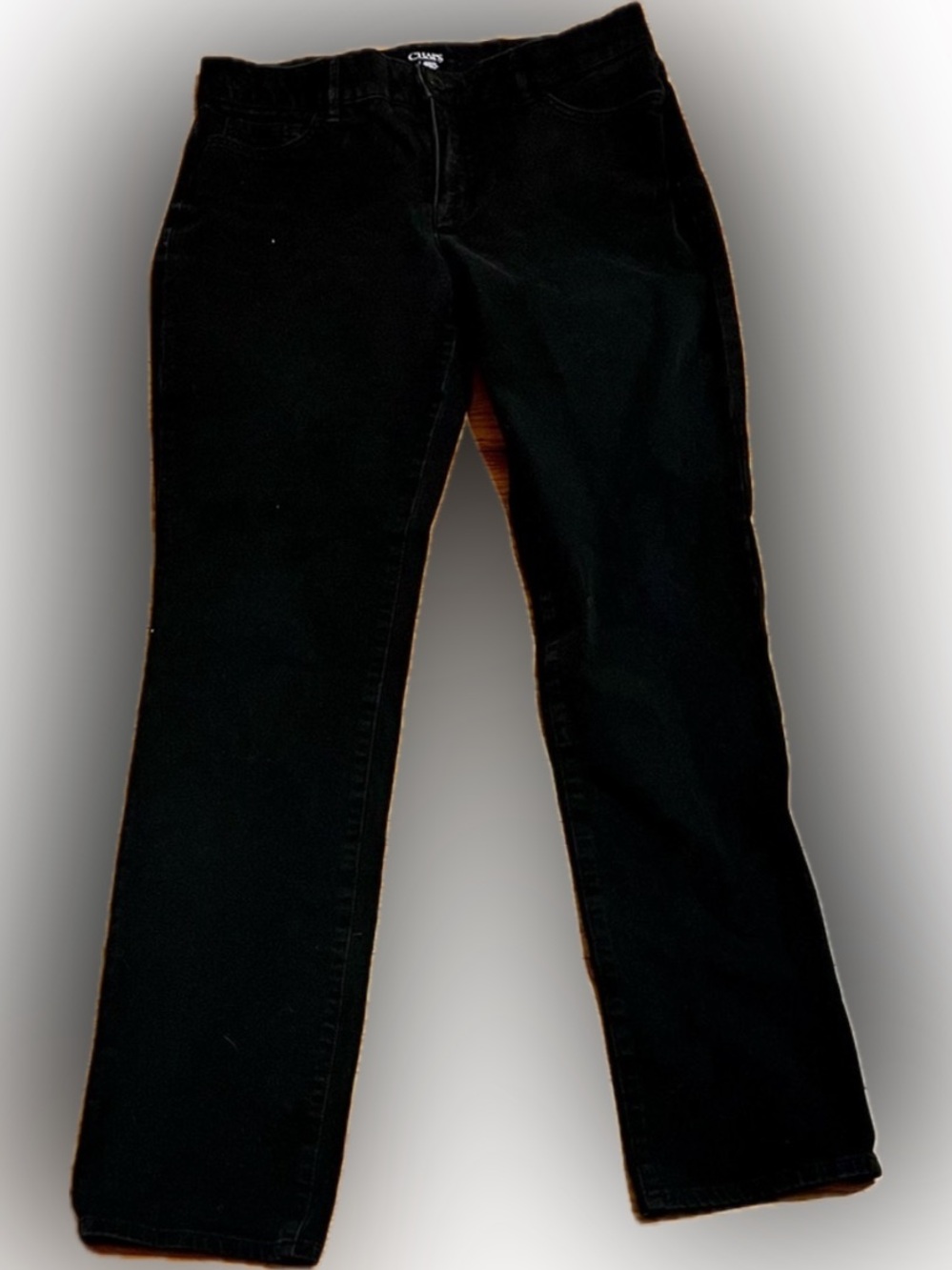 Chaps Black Straight Leg Jeans Size 8 High Rise Cotton Minimalist Classic Denim